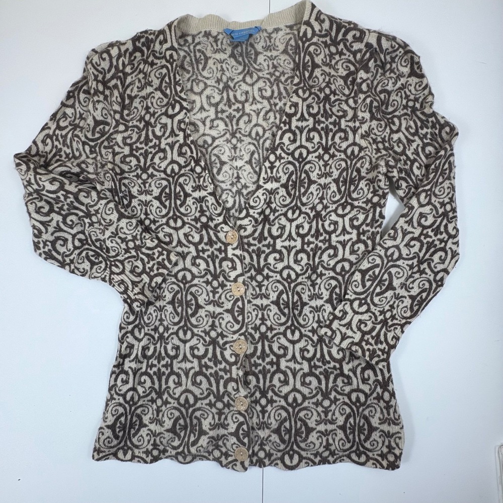 White + Warren 100% Cashmere Cardigan Womens M Neutral Luxe Sweater